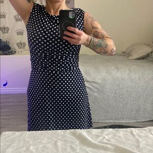 Blue Midi Sheath Dress with Sleeveless Design and Crew Neck